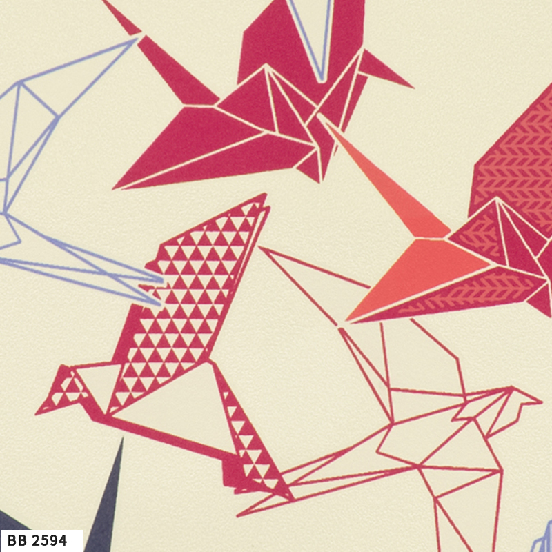 ビッグエース 壁紙 和 和調 和柄 折り鶴柄 鳥 ホワイト系