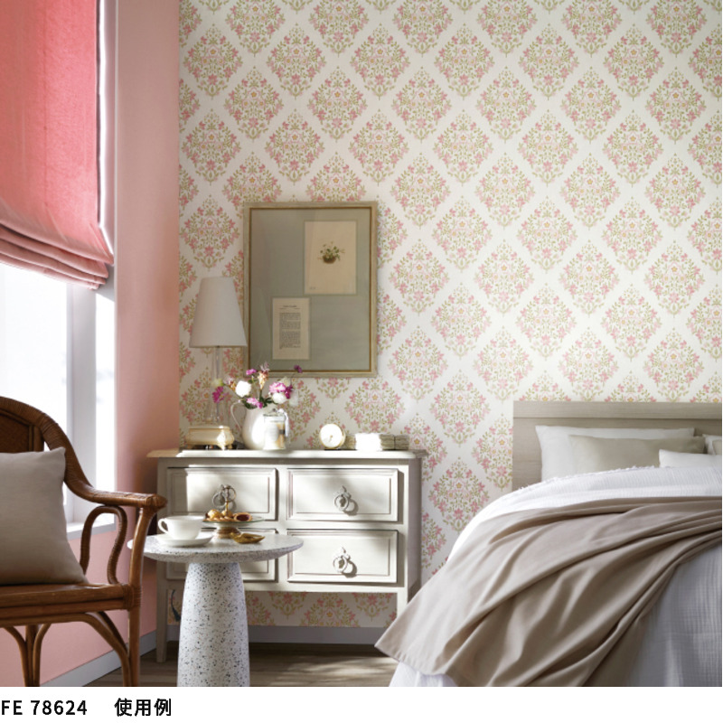新品希少壁紙 1本 (2本迄追加可能) サンゲツ（SANGETSU） 壁紙 花柄 フラワー レトロ アンティーク ピンク