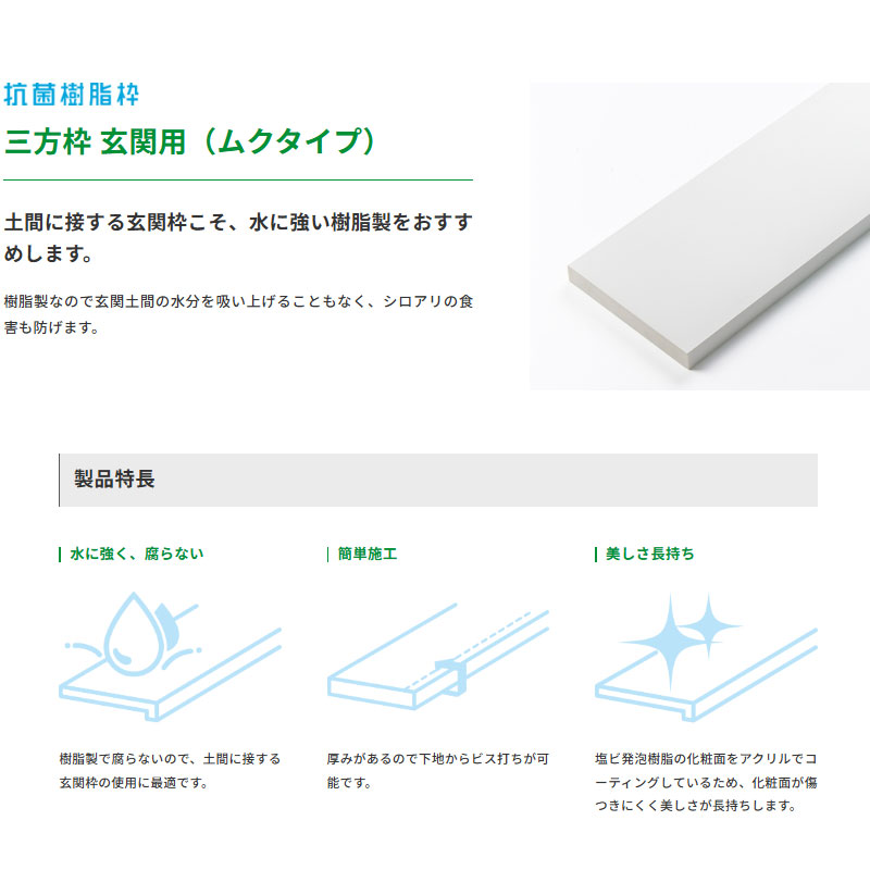 フジ太郎 枠 JOTO 樹脂枠 三方枠 玄関用(ムクタイプ) 城東テクノ 1セット入