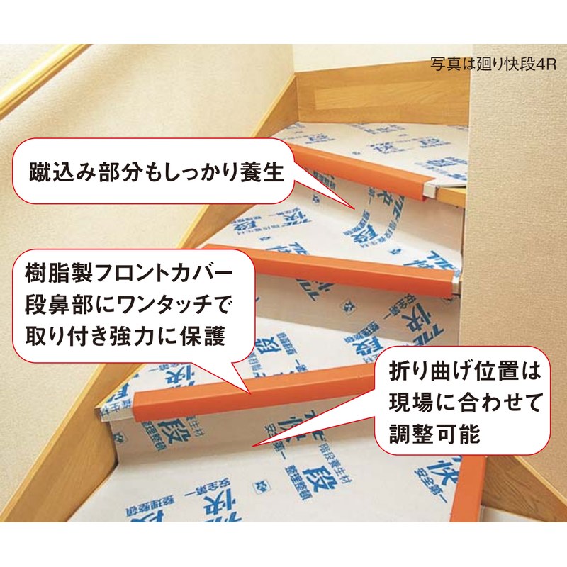 フクビ 階段養生材 快段 左廻り階段用 巾730×4.6mm（厚） KDANM3L 14 
