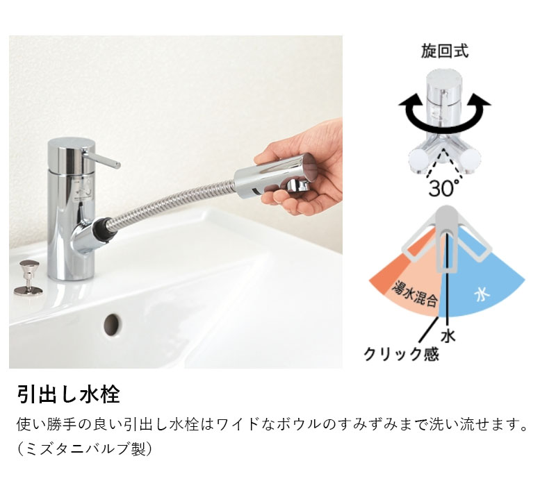 送料無料 洗面台 おしゃれ 間口600mm 節湯水栓 引き出し水栓 扉