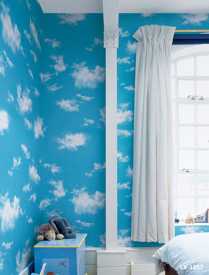 壁紙 子供部屋 カジュアル雲壁紙 のりなし のり付き壁紙 リリカラ Lv 1057 ビバ建材通販 通販 Paypayモール