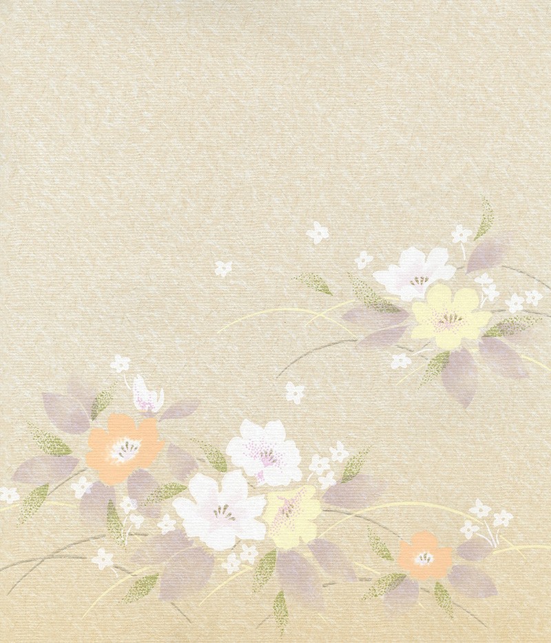 ふすま紙 襖紙 ルノン 新鳥の子襖紙 山水405 夾竹桃の花柄 間中