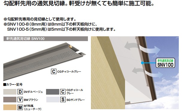 フクビ 軒先通気見切縁(5mm以下軒天板） SNV100-5 107×1820ｍｍ SNV105