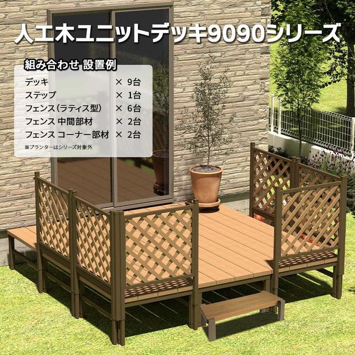人工木ユニットデッキ 9090専用 ラティスフェンス W872×D45×H1275mm 約
