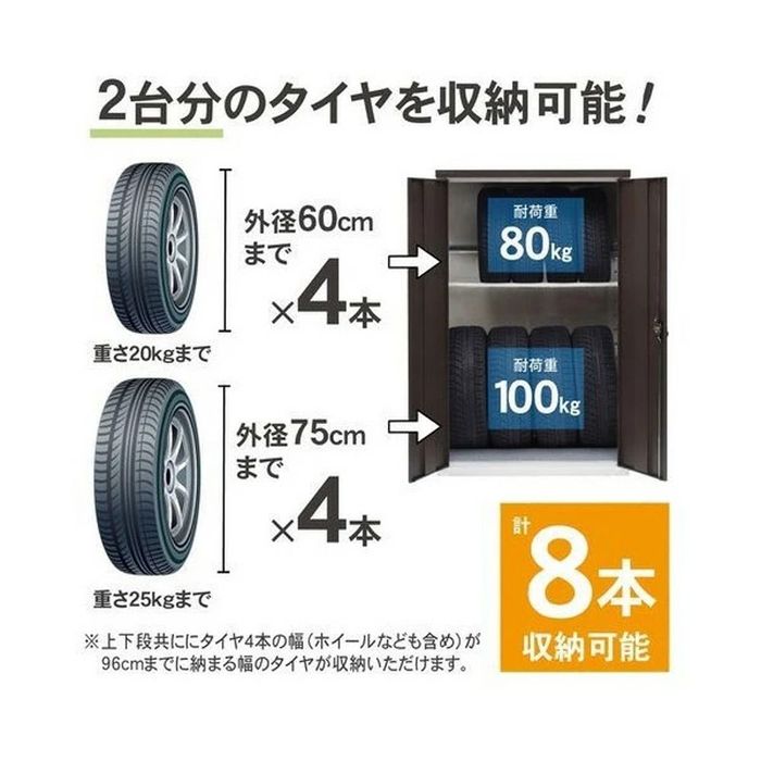 グリーンライフ 両扉式タイヤ収納庫 TBRT-162(MBR) 幅1020mm×奥行850mm×高さ1620mm マットブラウン ビバホームの画像