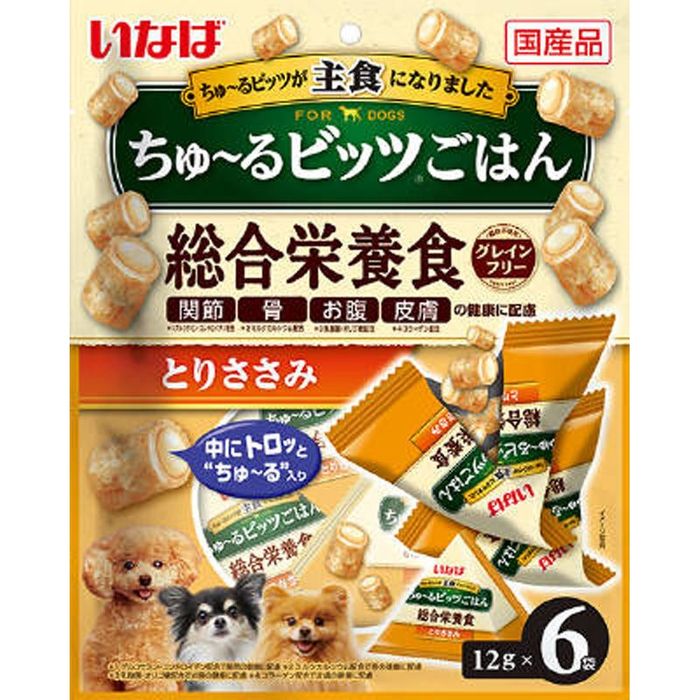 いなばペットフード いなば ちゅーるビッツごはんとりささみ12gx6 