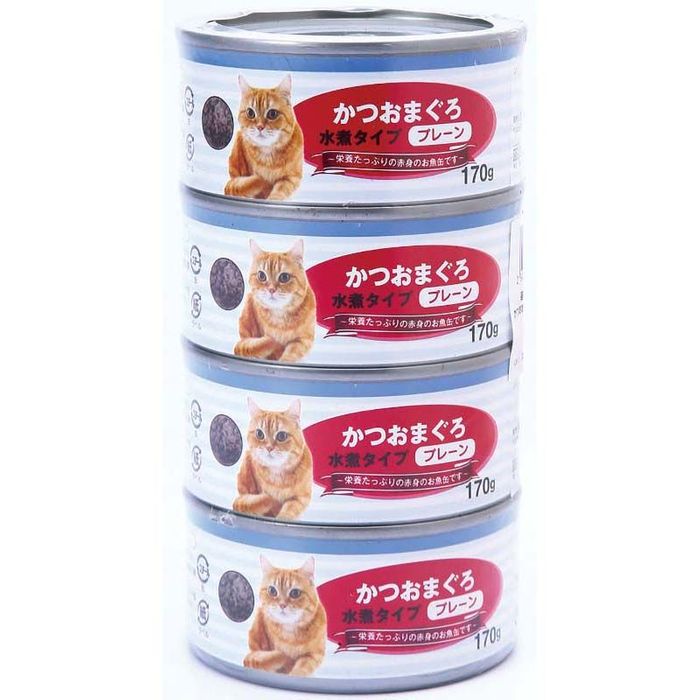 猫の缶詰 170g×4P かつおまぐろ水煮タイプ プレーン 水煮タイプ