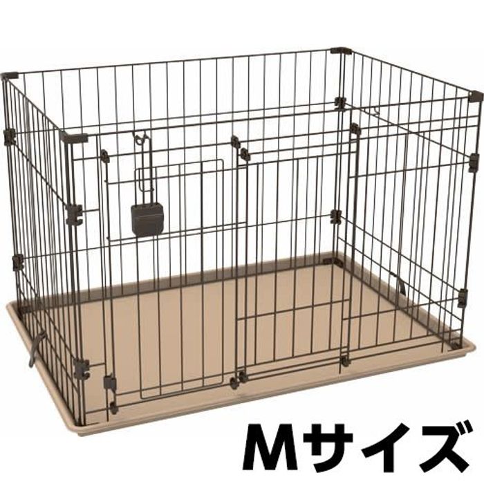 スライドドアで大きく開く お掃除らくらくサークル ブラウン Mサイズ