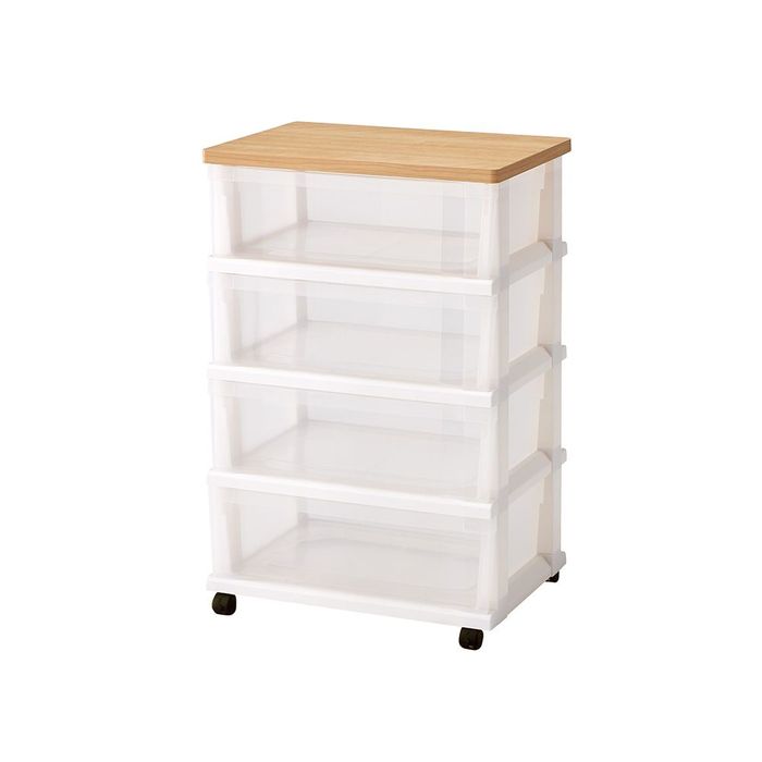 組立式木天ストッカー550 キャスター付き 4段 クリア/白 ビバホーム