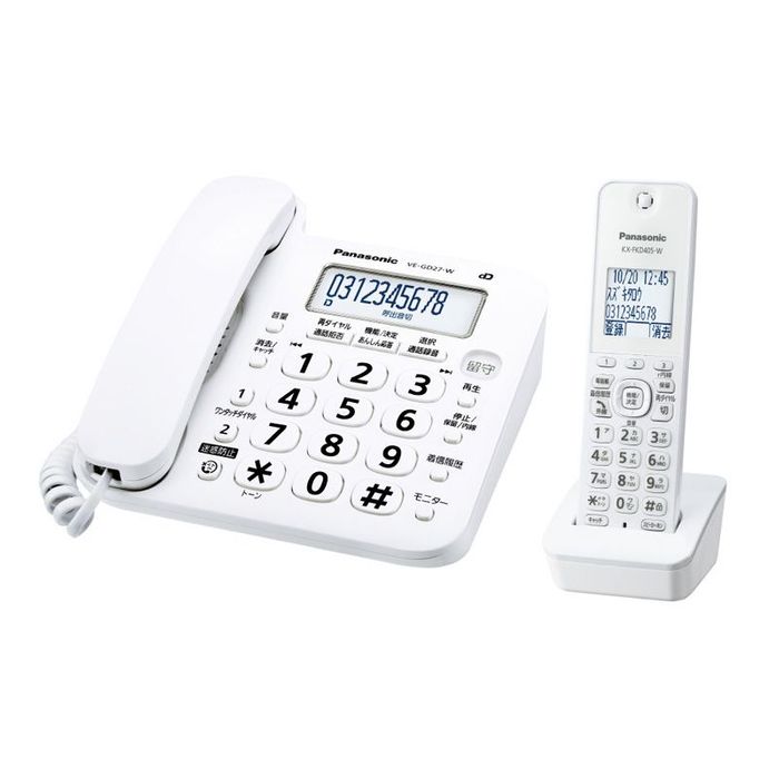 Panasonic 電話機 子機付き ホワイト Panasonic（パナソニック） 子機付きコードレス電話 VE‐GD27DL‐W VE
