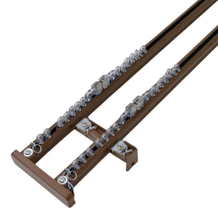 伸縮角型カーテンレール 2．0m用ダブル 2.0m用ダブル 木目ブラウン