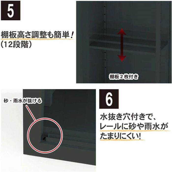 グリーンライフ SRM-1215（BK/AGY） ダシーレ ファミリー物置 幅1250mm×奥行820mm×高さ1530mm ブラック ビバホームの画像