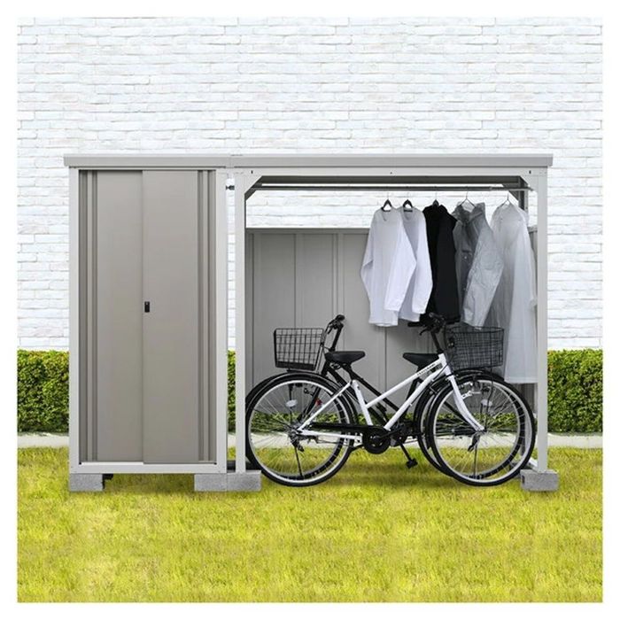 グリーンライフ サイクルダシーレ CD-1818 ガレージ 収納 屋根 自転車 幅1850mm×奥行815mm×高さ1835 チタングレー ビバホームの画像