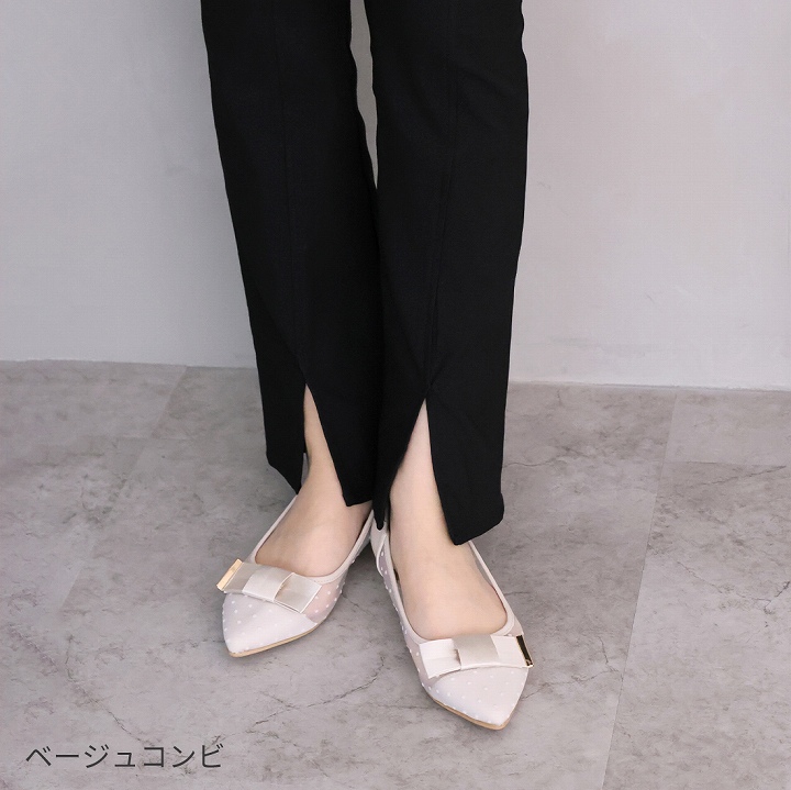 VIVIAN パンプス 痛くない フラット シアー 透け チュール レース 