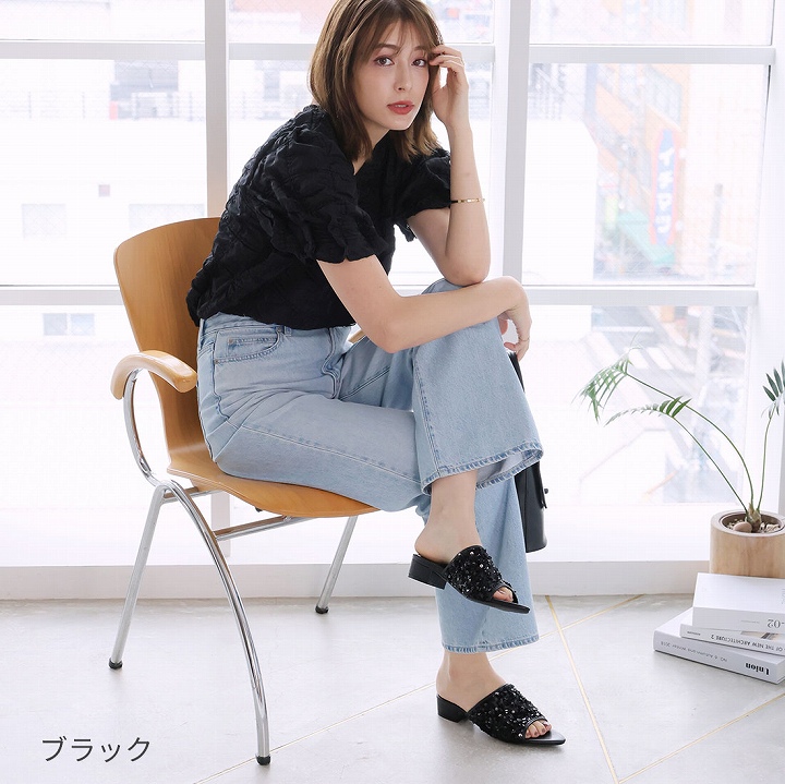 VIVIAN サンダル レディース ミュール スパンコール フラット