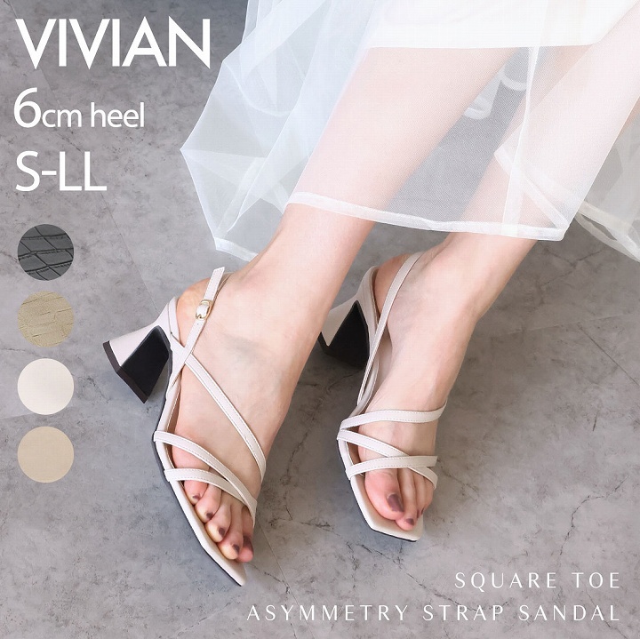 VIVIAN サンダル レディース ストラップ 6cm チャンキーヒール