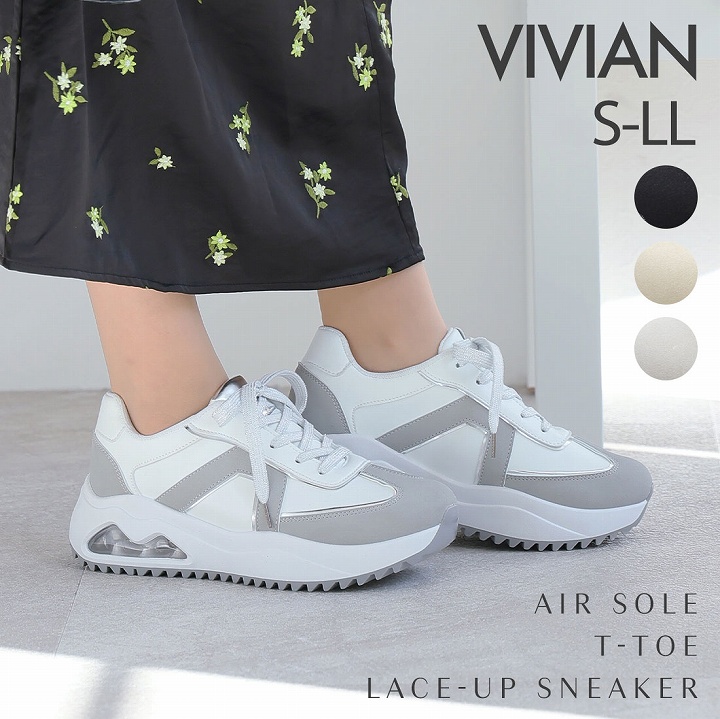 VIVIAN スニーカー レディース 厚底スニーカー厚底 Tトゥ エアー