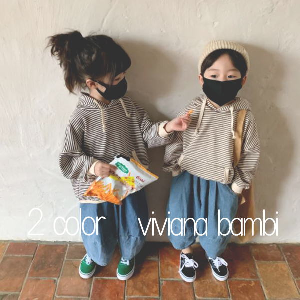 子供服 ボーダーパーカー トレーナー トップス 韓国子供服 長袖  