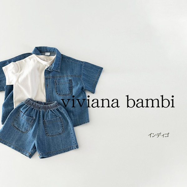 子供服 デニムセットアップ 半袖デニムシャツ 上下セットアップ