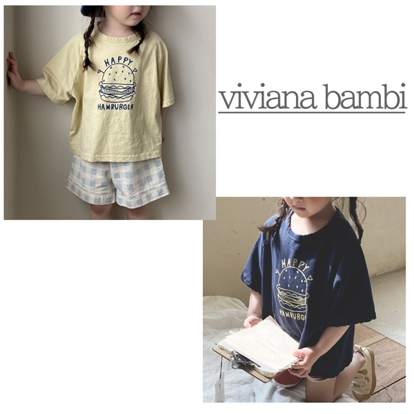 韓国子供服 ハンバーガーイラストTシャツ 夏 カジュアル 半袖 西海岸 T