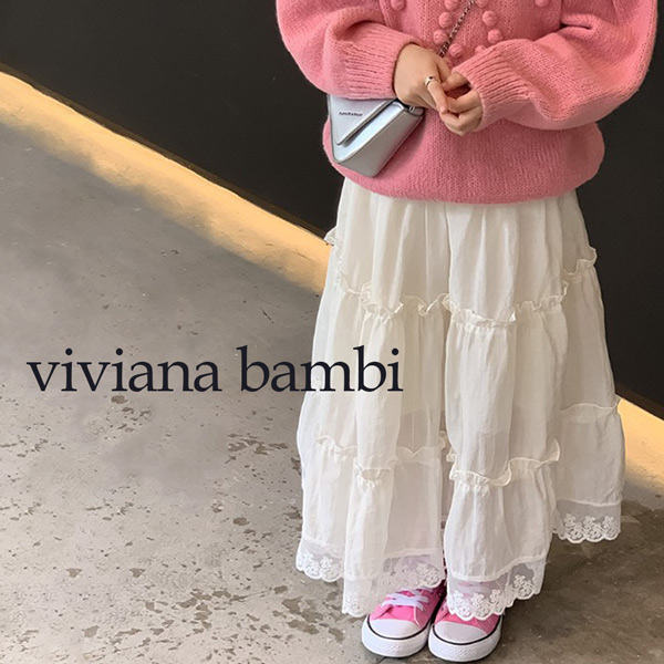 子供服 フリルレース ロングスカート レーススカート ボトムス 100 110