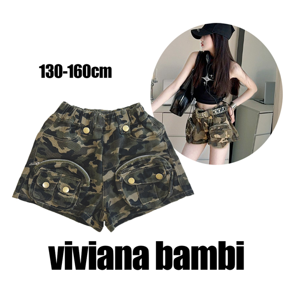 子供服 ミリタリーショートパンツ ダンス 迷彩パンツキュロットパンツ