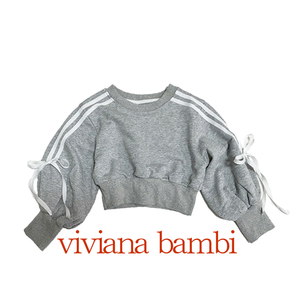 子供服 サイドラインリボンスウェットトレーナー パフ袖トレーナー