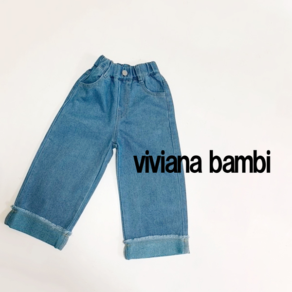 韓国子供服 ロールアップデニムパンツ ストレートデニム ボトムス 長