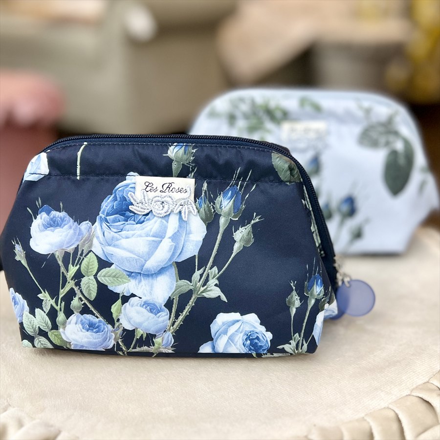 LA LUICE（ラ ルイス） ルドゥーテ 田園柄 ワイヤーポーチ ブルー