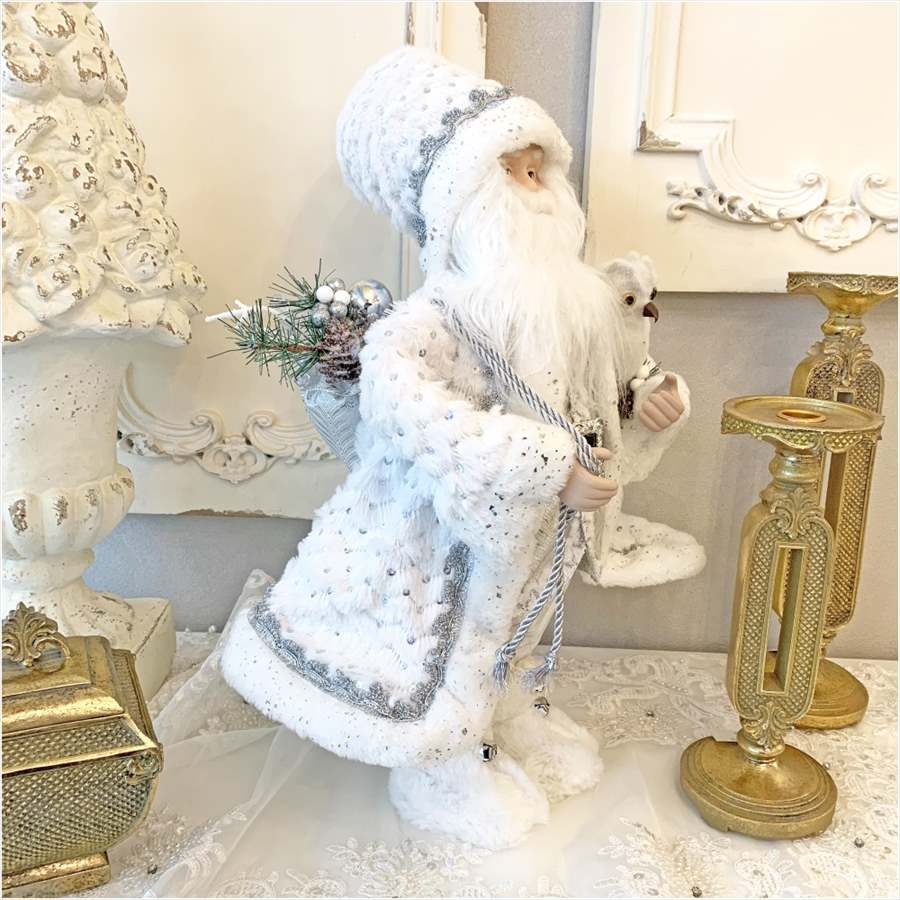 クリスマスサンタ ホワイト 高さ46cm クリスマスグッズ 置物