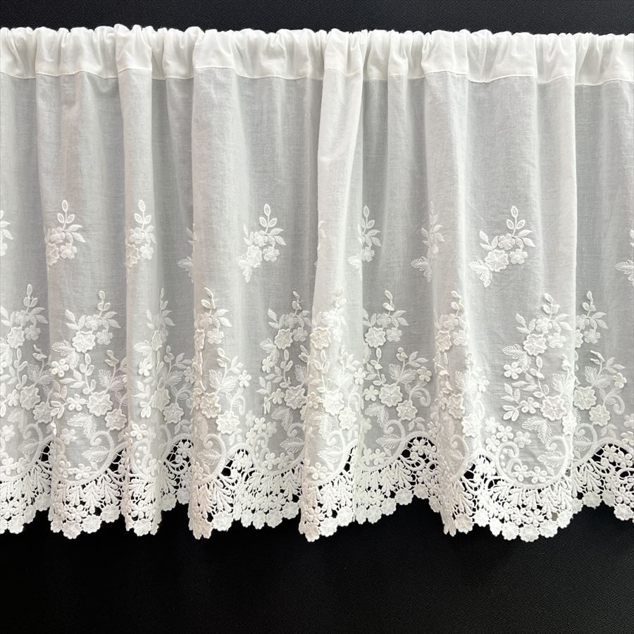 ＊お値下げ中＊カフェレースカーテン 45 × 120 cm 2枚セット カフェカーテン 2サイズ展開 高さ45x幅120cm オフホワイト フレンチ