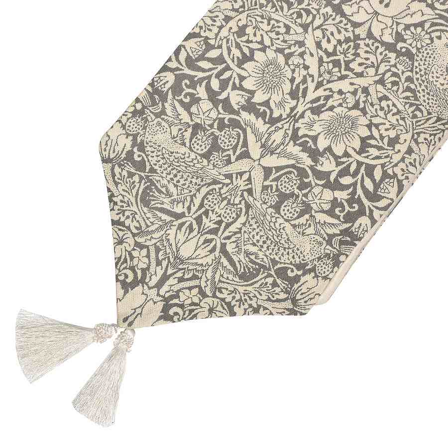 ジェニファーテイラー いちご泥棒 グレー テーブルランナー 180cm