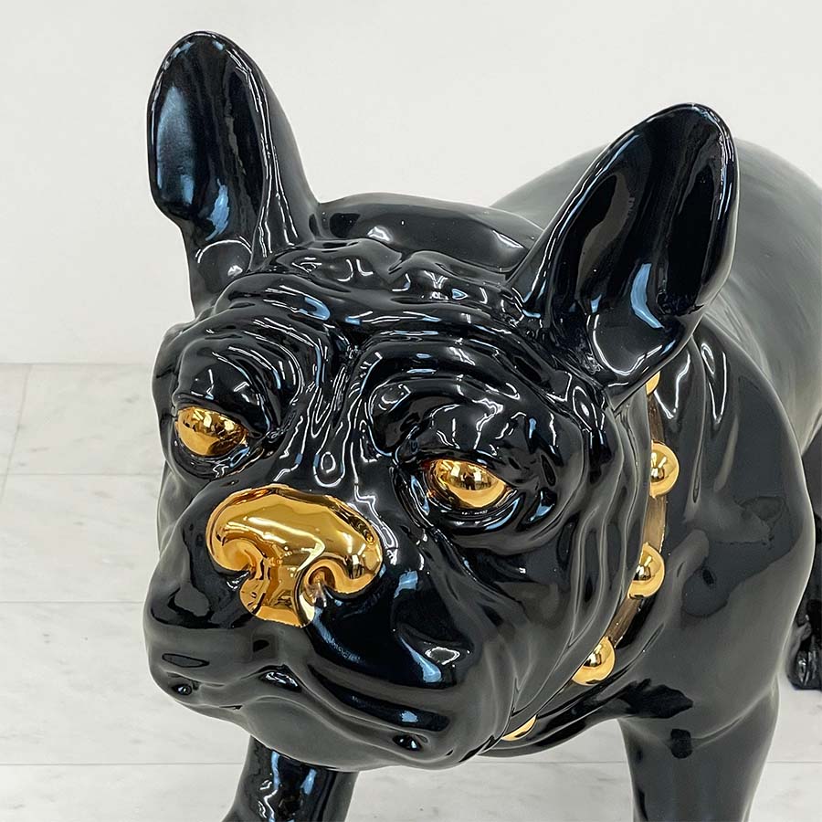 オブジェ ブルドッグ 高さ36cm ブラック リアル 置物 北欧 動物