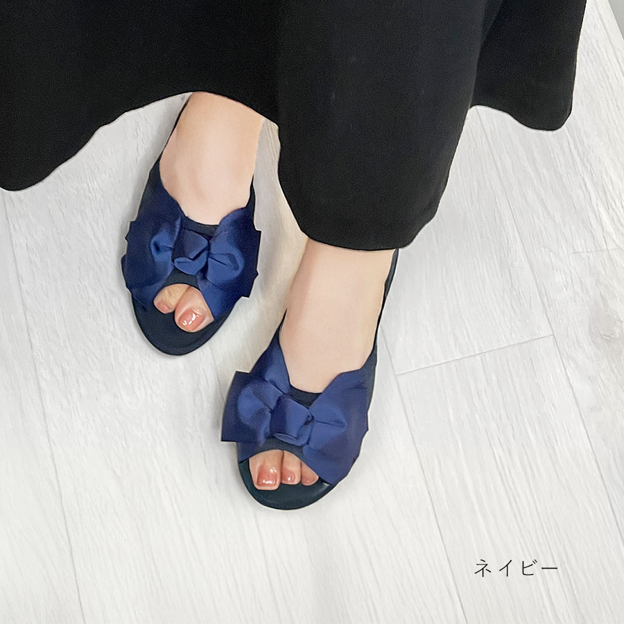 リボンスリッパ4cmヒール