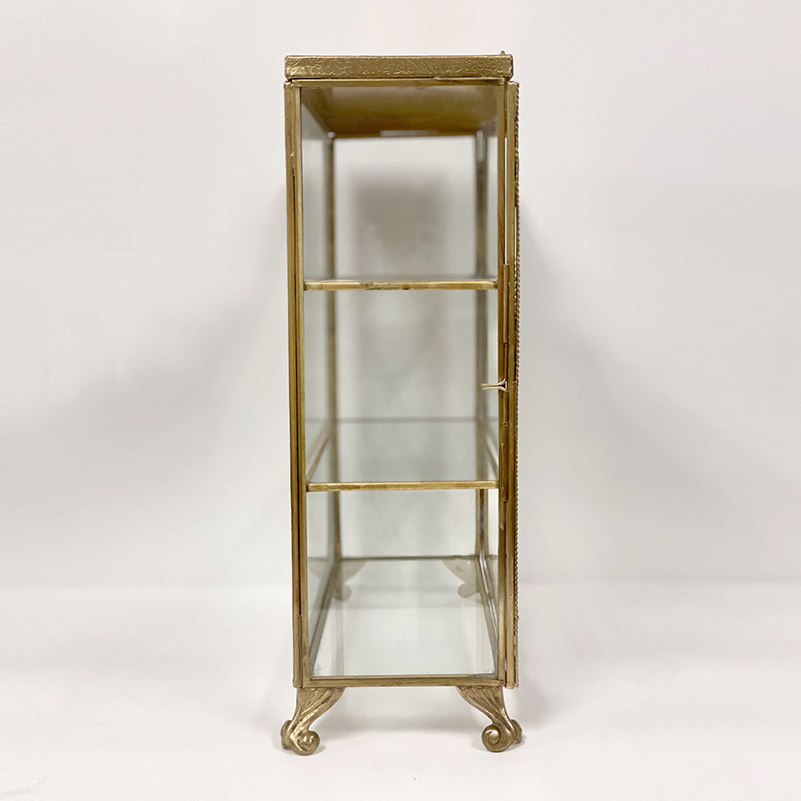 真鍮×ガラス製 コレクションボックス（扉開閉式）2色展開 キャビネット