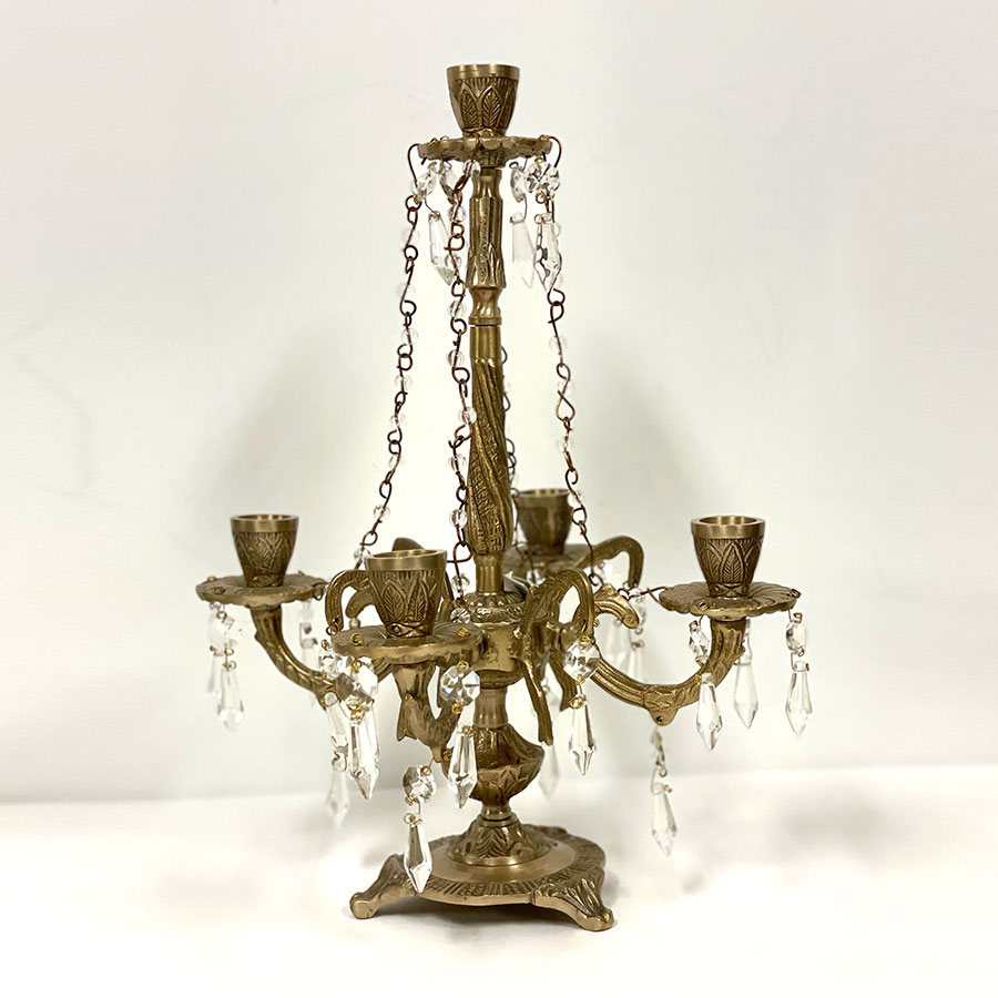シャンデリア型キャンドルスタンド 真鍮 アンティーク調 燭台 ろうそく