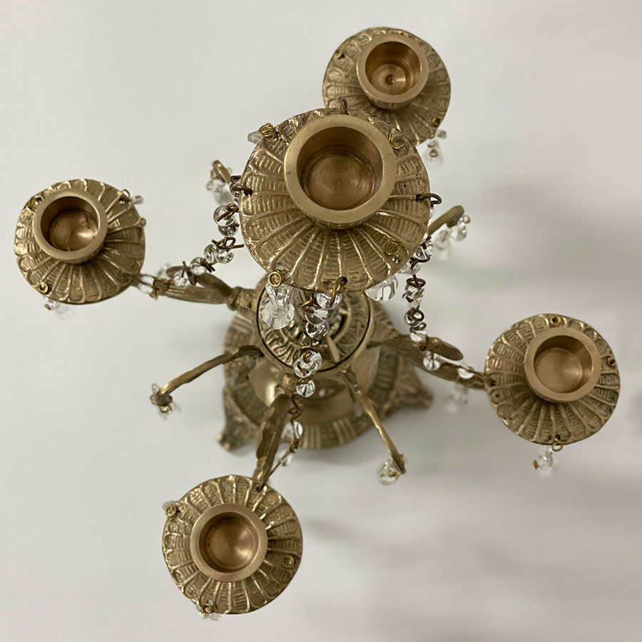 シャンデリア型キャンドルスタンド 真鍮 アンティーク調 燭台 ろうそく