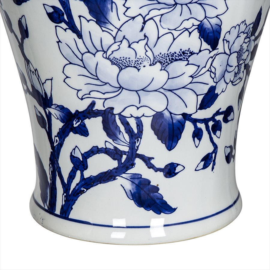 シノワズリ 蓋付壺 高さ46cm 磁器 ジャー 花びん 花瓶 花器 白 青