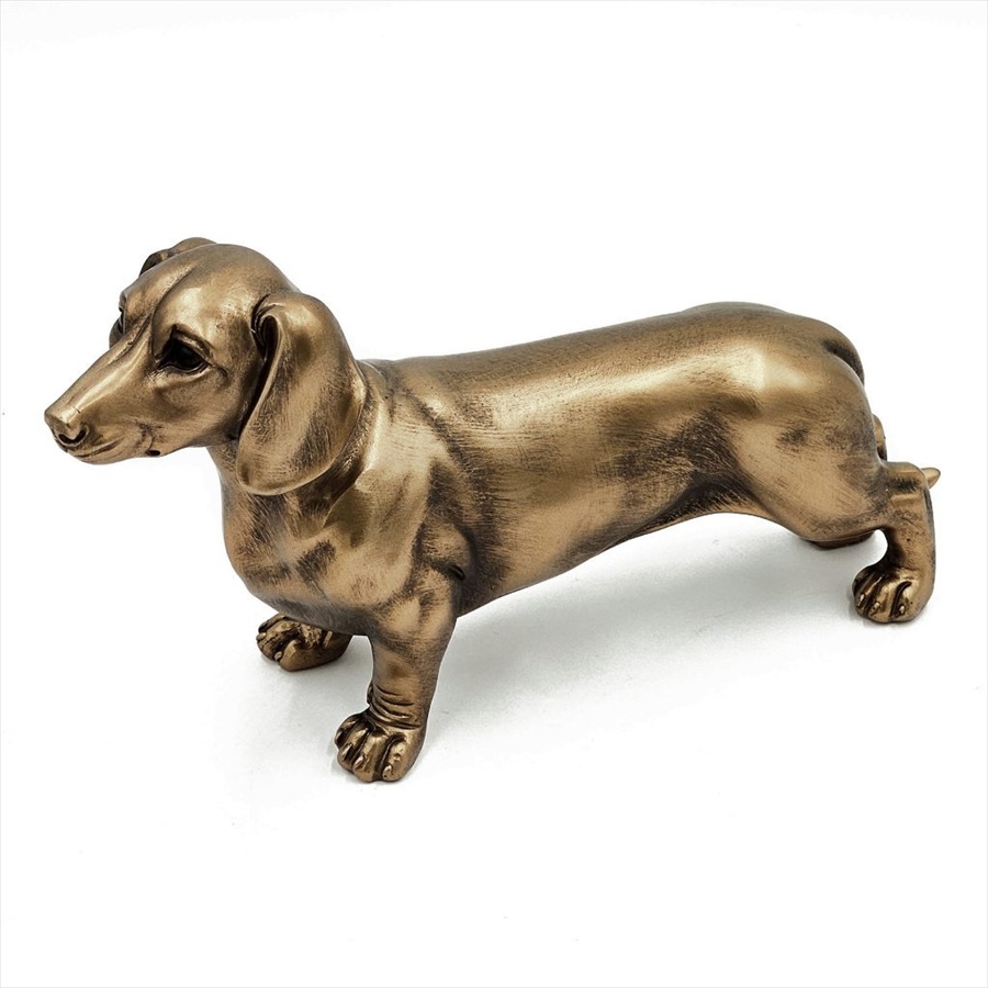 オブジェ ダックスフンド 高さ17cm ブロンズ調 リアル 置物 犬 北欧