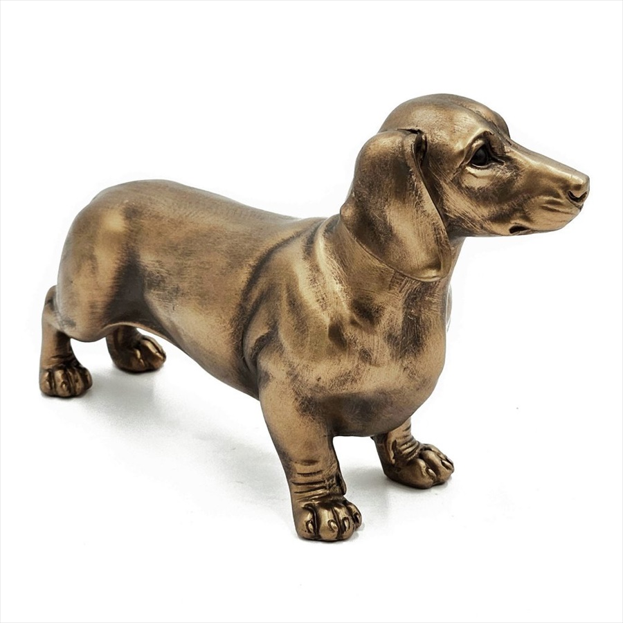 オブジェ ダックスフンド 高さ17cm ブロンズ調 リアル 置物 犬 北欧