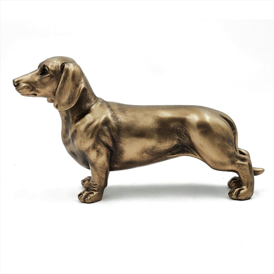 オブジェ ダックスフンド 高さ17cm ブロンズ調 リアル 置物 犬 北欧