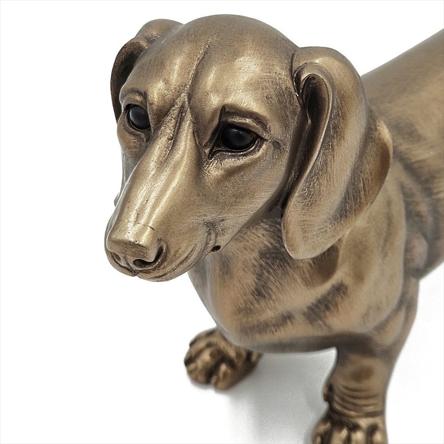 オブジェ ダックスフンド 高さ17cm ブロンズ調 リアル 置物 犬 北欧