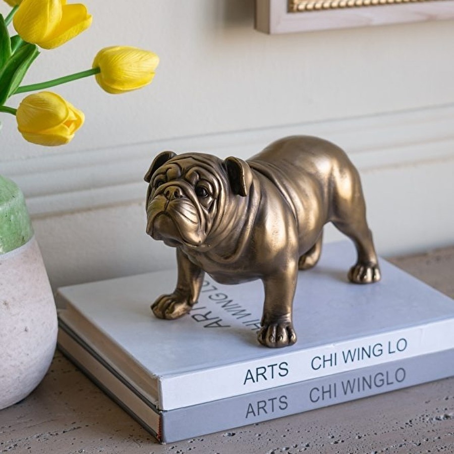 オブジェ フレンチブルドック 高さ15cm ブロンズ調 リアル 置物 犬