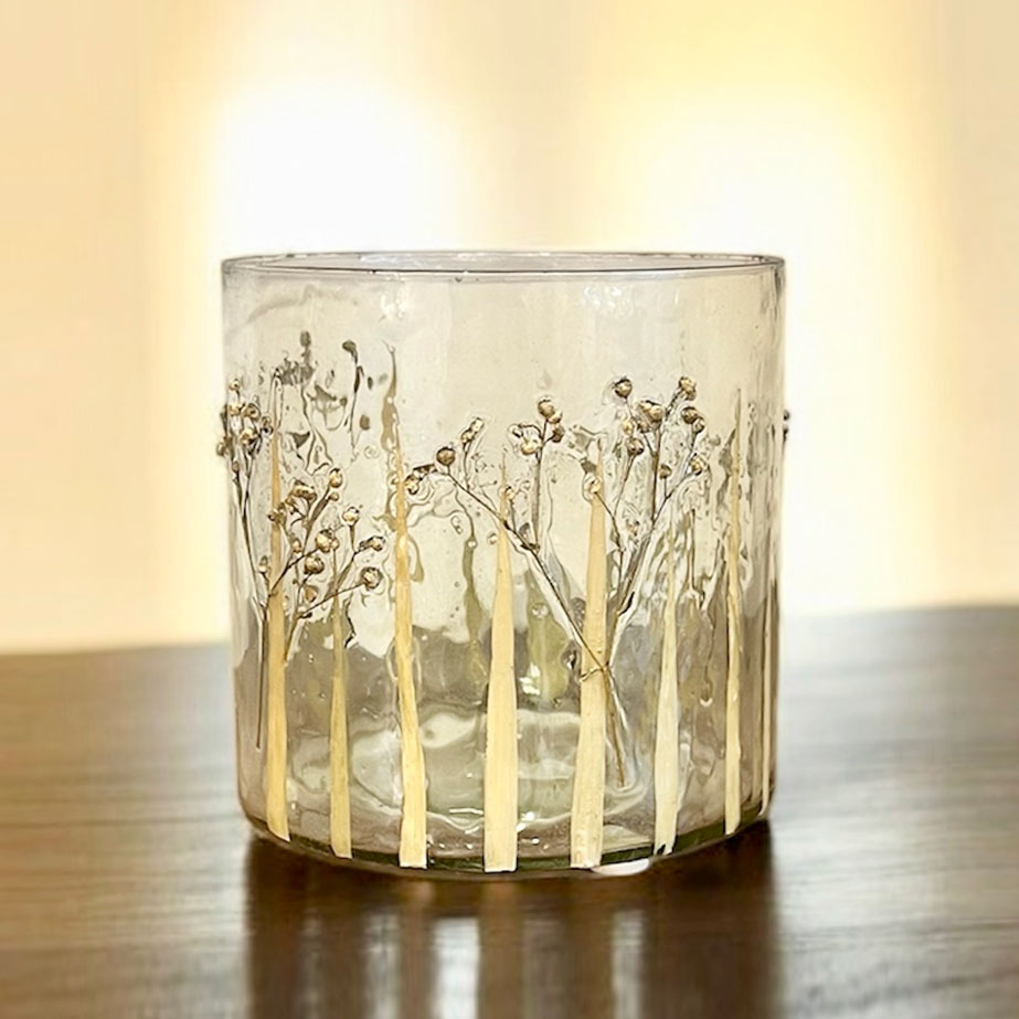 ボタニカル フラワーベース ガラス花瓶 花器 高さ12.5cm シャビー