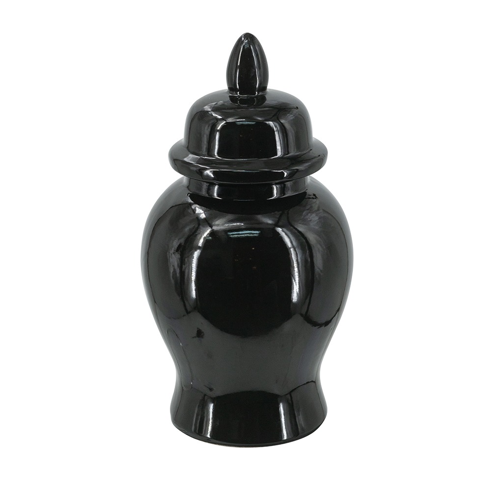 ブラックセラミック ジャー 蓋付き Sサイズ 花瓶 陶器 磁器 生け花