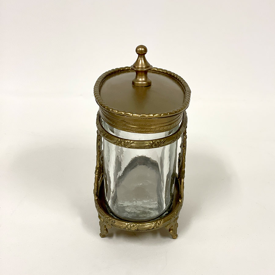 クラシック 小物入れ 真鍮×ガラス ゴールド シルバー 脚付き ガラス瓶