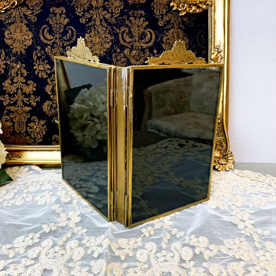 ２個セット☆ クラシカル フォトフレーム ＊ブラック ゴールド b クラシックフォトフレーム ダブル 2面 写真立て 両面 縦置き 真鍮