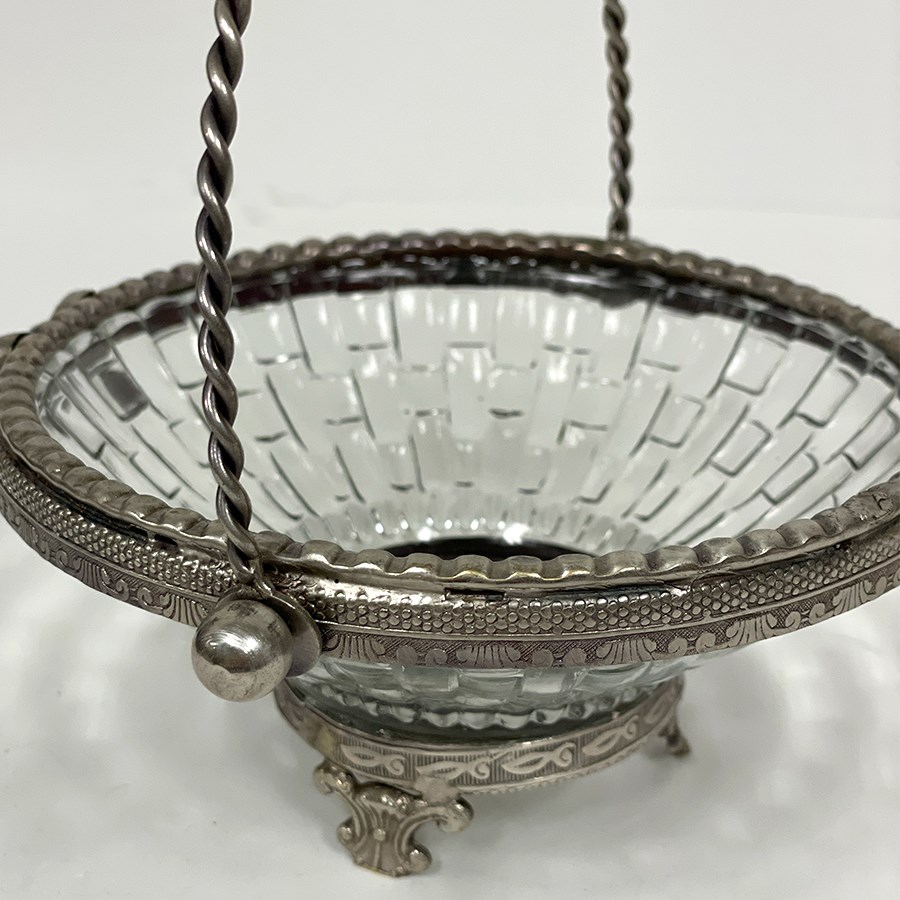 バスケット（取手付き）真鍮×ガラス ゴールド シルバー 小物入れ