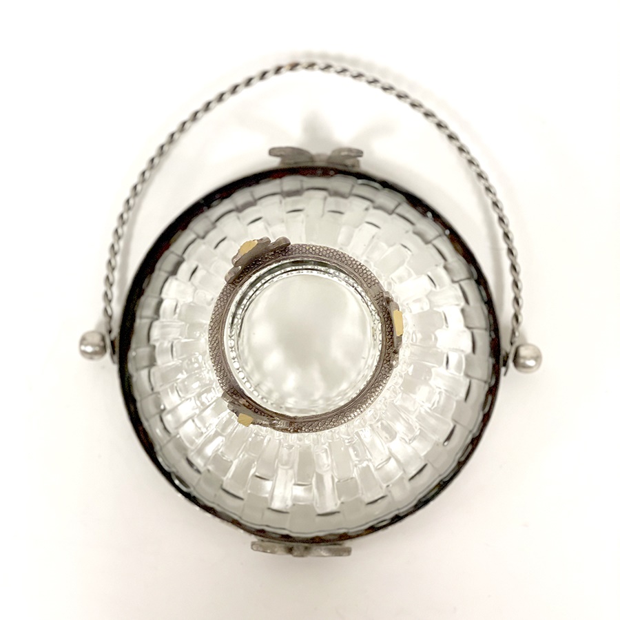 バスケット（取手付き）真鍮×ガラス ゴールド シルバー 小物入れ